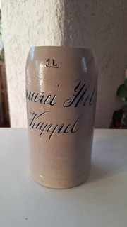 Antiker Bierkrug Masskrug Brauerei Ibel Kappel 1 L