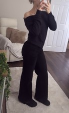 Oneso Women’s Black Wide-Leg Denim Trousers size 4 