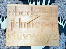 Maple Wood Printed Alphabet Reversible Tracing Board Open Ended Learning Tool