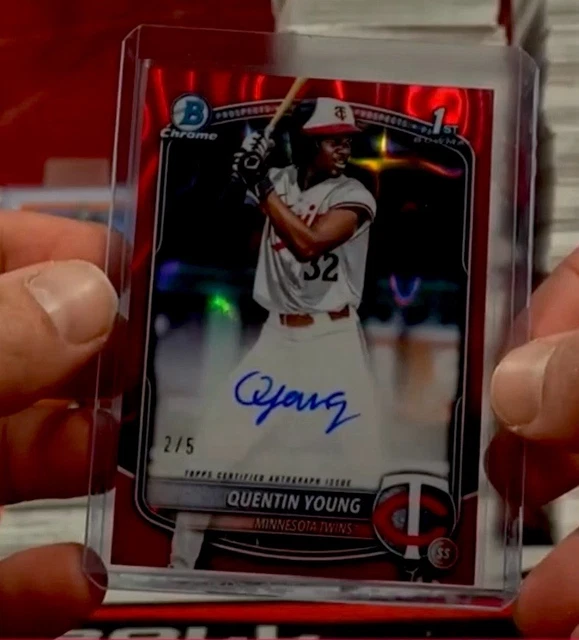 2025 Bowman Draft QUENTIN YOUNG 1st Bowman Prospect Red Lava Auto /5 Twins
