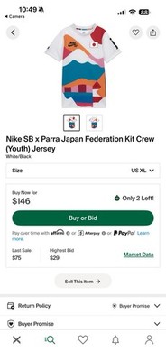 Nike SB x Parra Japan Soccer Jersey Boys Youth XL White Multicolor