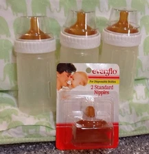 3 BRAND NEW 4oz GERBER DISPOSABLES & 2 NEW XTRA NIPPLES COMPARE 2 DROP-IN STYLE
