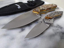 Uncle Henry 2 Pc Knives Set Full Tang Fixed Blade Clip Pocket Knife Folder New
