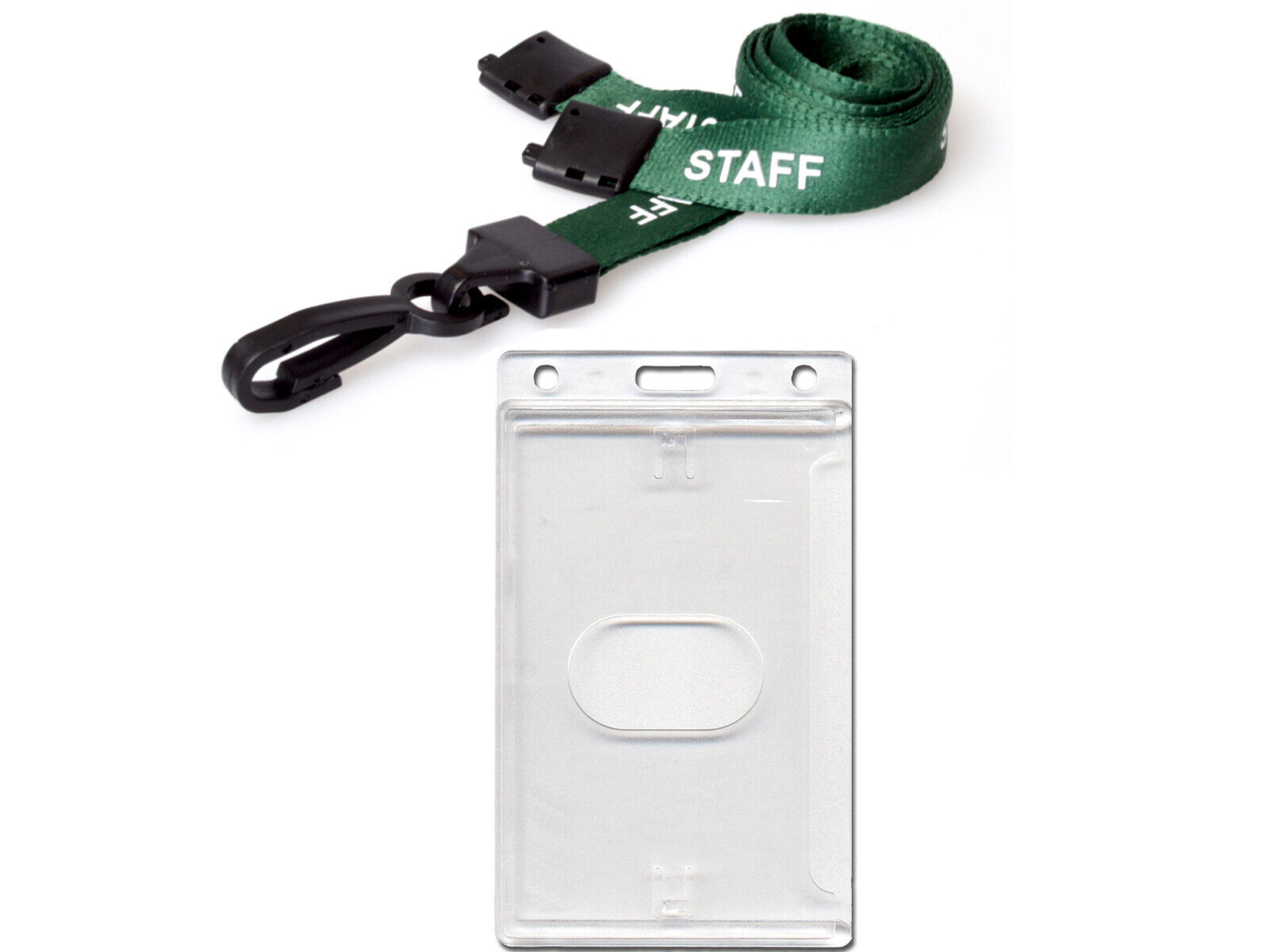 PU Leather ID Badge Holder with Neck Lanyard Strap Vertical Safety Breakaway Clip Single Sided ...