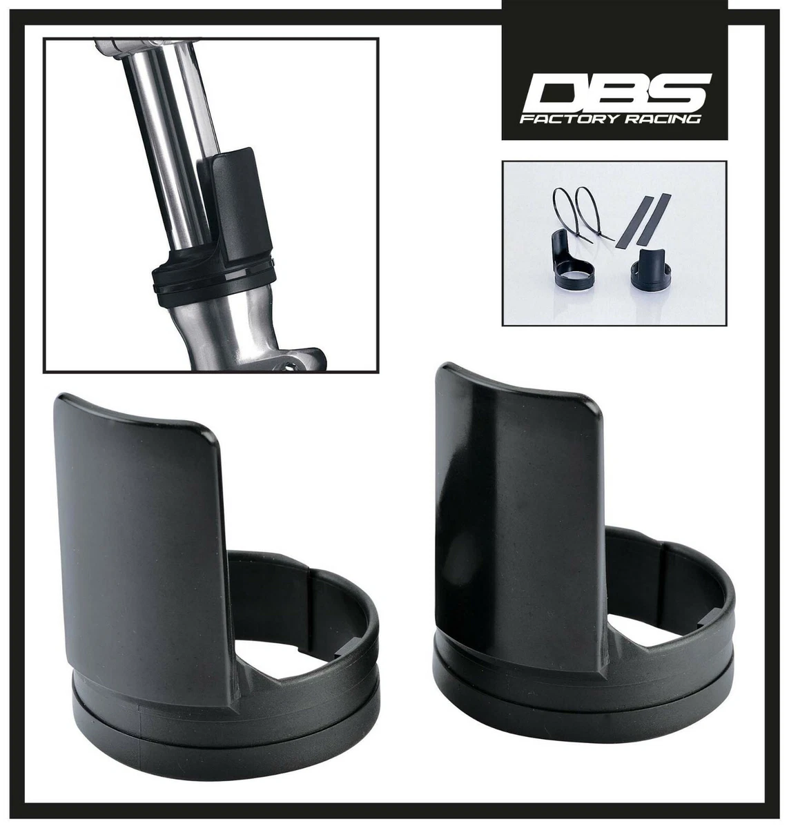 NEW UNIVERSAL MOTORCYCLE MOTORBIKE FRONT FORK STRAP OVER PROTECTORS PAIR BLACK