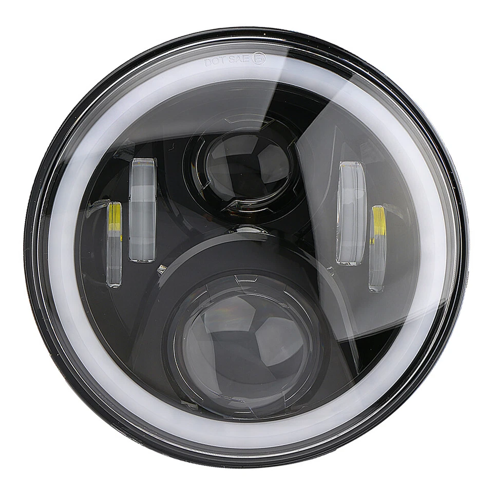 Paar 7 Zoll Led Scheinwerfer Mit RGB Halo Winkel Augen Für Jeep Wrangler JK - Bild 4 von 4