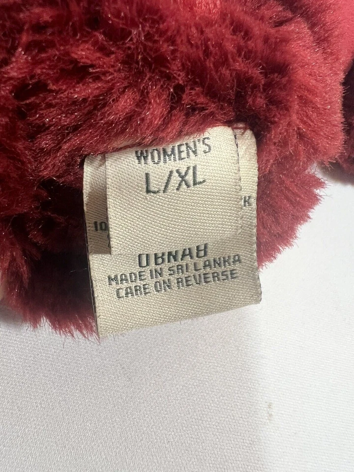 L.L. Bean Mittens 女式 L/XL 栗色刺绣花卉人造麂皮绒夏尔巴人 — 第 3/4 张图片