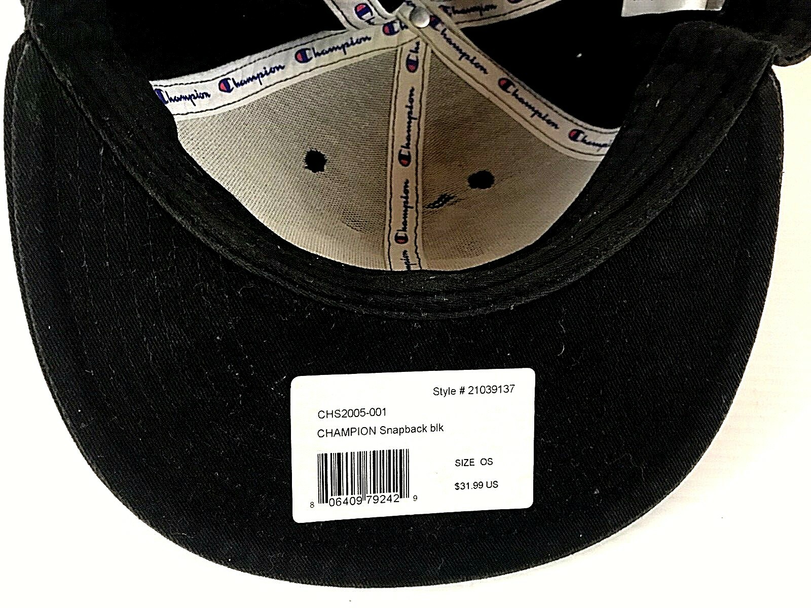 Champion Script Logo Snapback Hat Black - image 5
