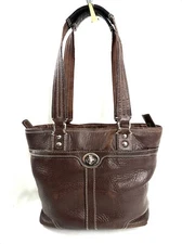 COACH Hamilton Hampton F13959 Brown Pebbled Leather Small Shoulder Bag Turn Lock