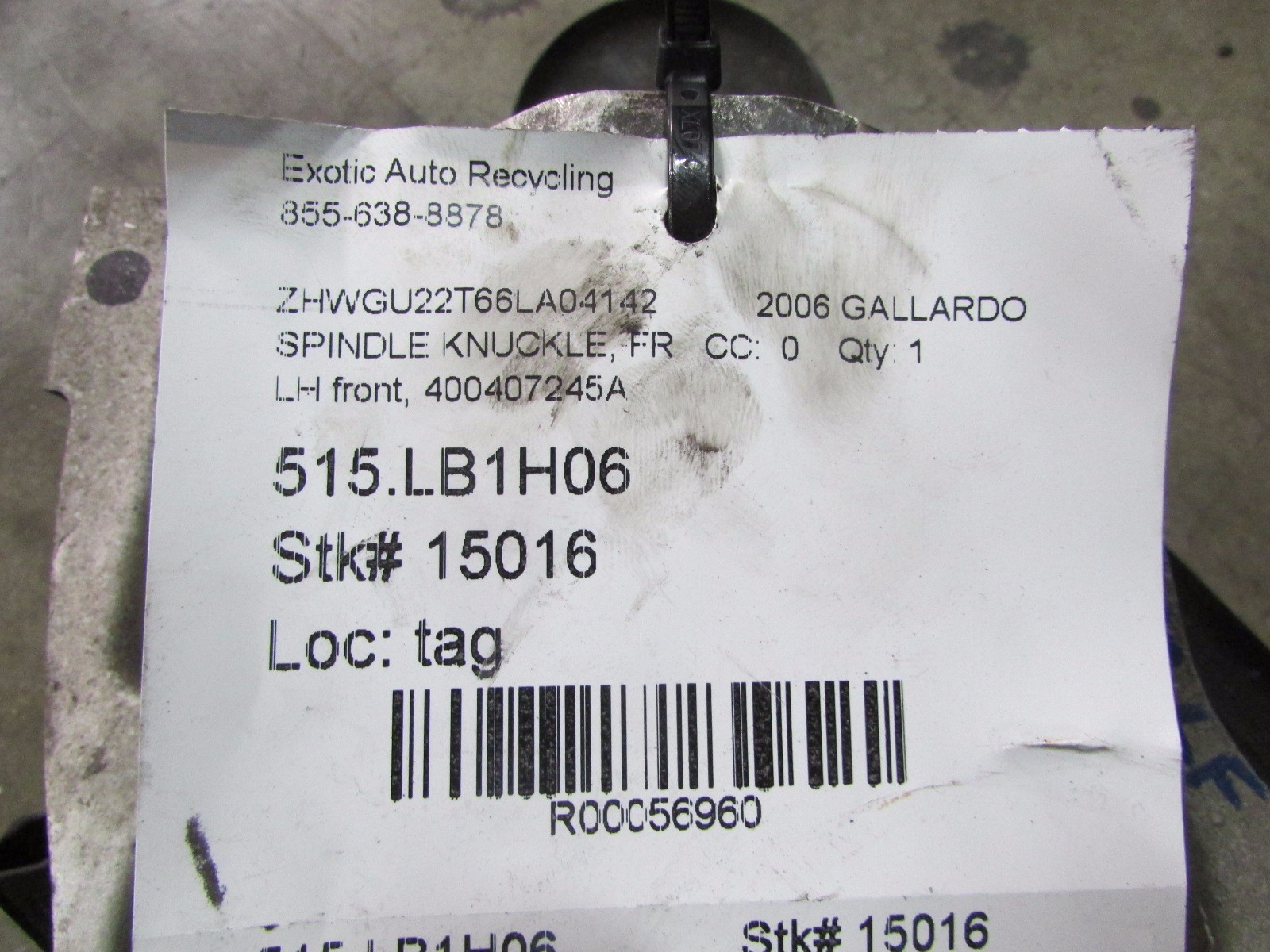 Lamborghini Gallardo, Left Front Spindle, Knuckle, With Out Hub, P/N 400407245A