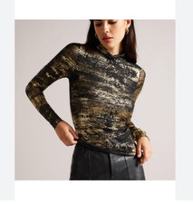 TED BAKER Sofiy Foil Print Mesh top MSRP$155 Chic + Gorgeous Dress Up