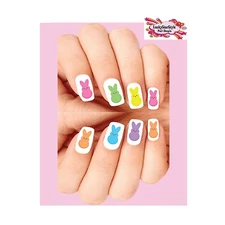 Waterslide Nail Decals Set of 20 - Colorful Easter Marshmallow Bunnies Assorted