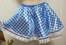 Dance Costume Satinette Lace trim Skirt Country Girl Blue w/petticoat Ch szs