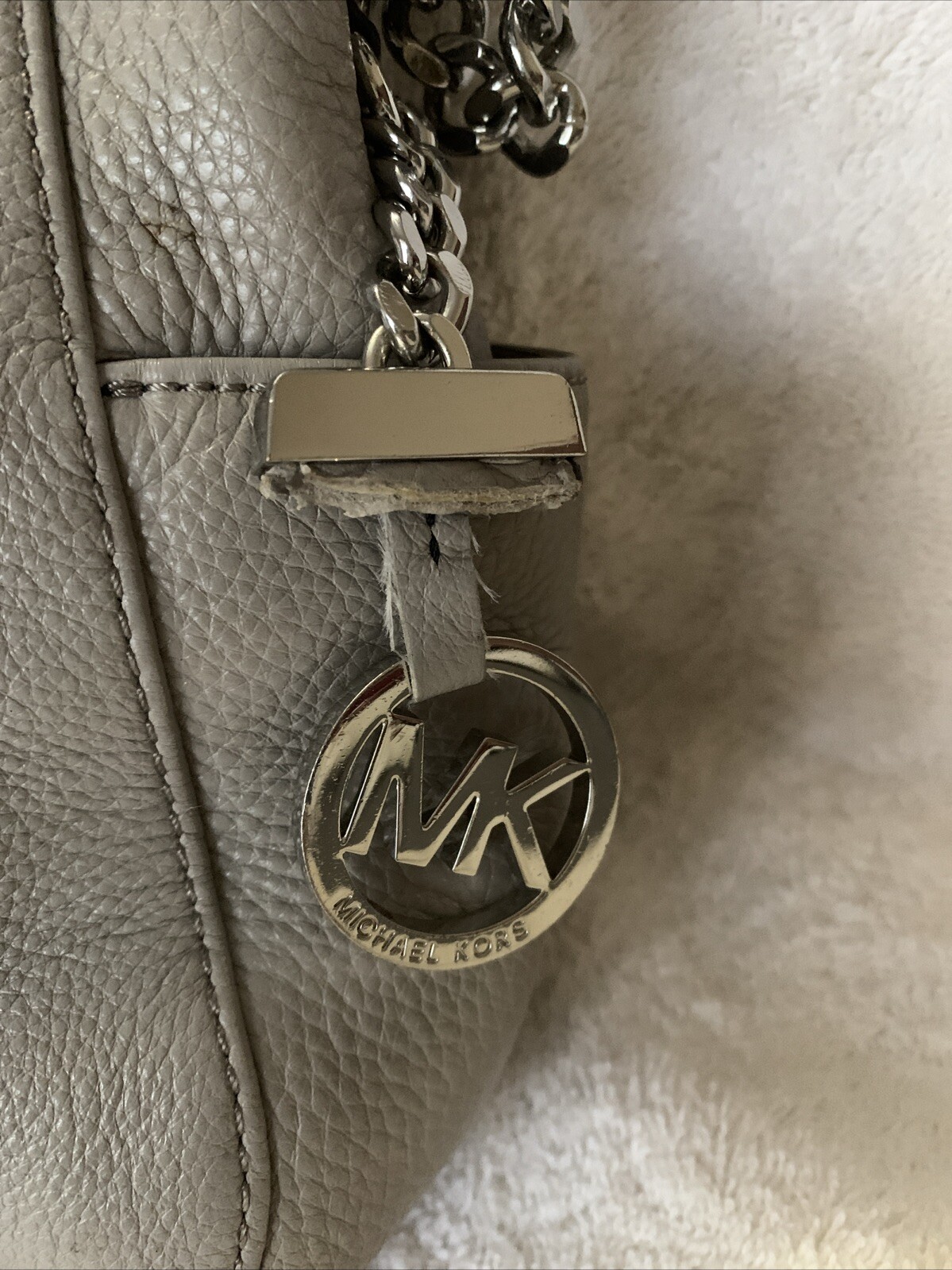 Michael Kors Grey Pebble Leather Hobo Bag Silver Hardware thumbnail 2