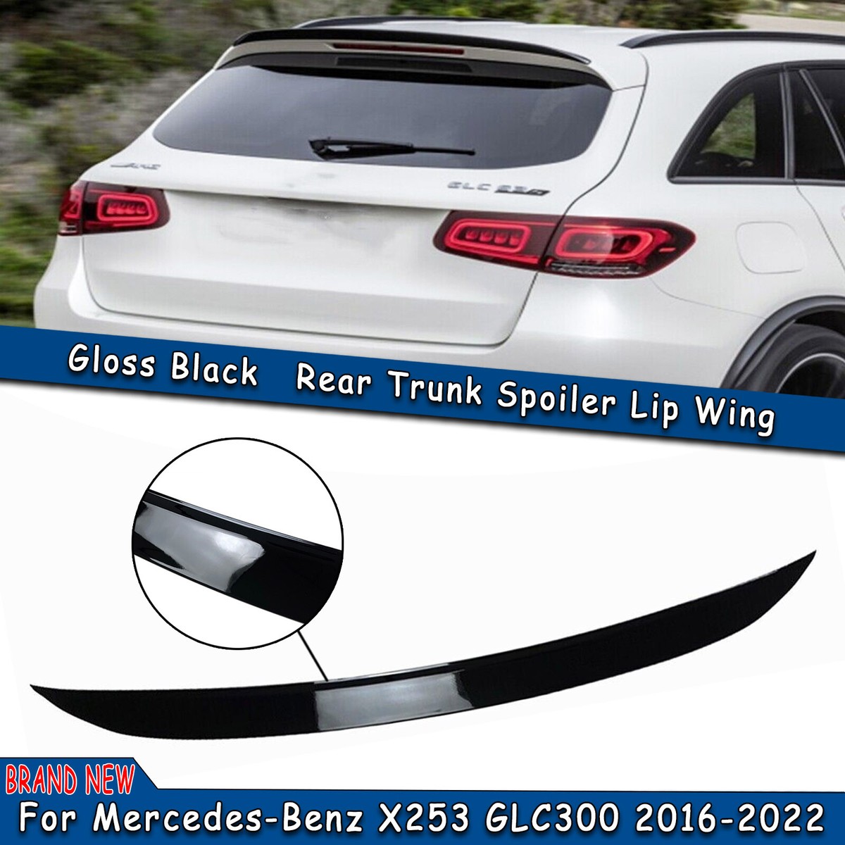 Black Rear Trunk Lid Spoiler For Mercedes-Benz X253 GLC300 GLC43
