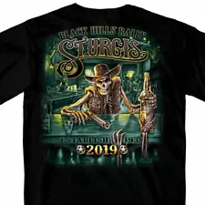 Official 2019 Sturgis Motorcycle Rally Saloon Biker Skeleton T Shirt SPM1784