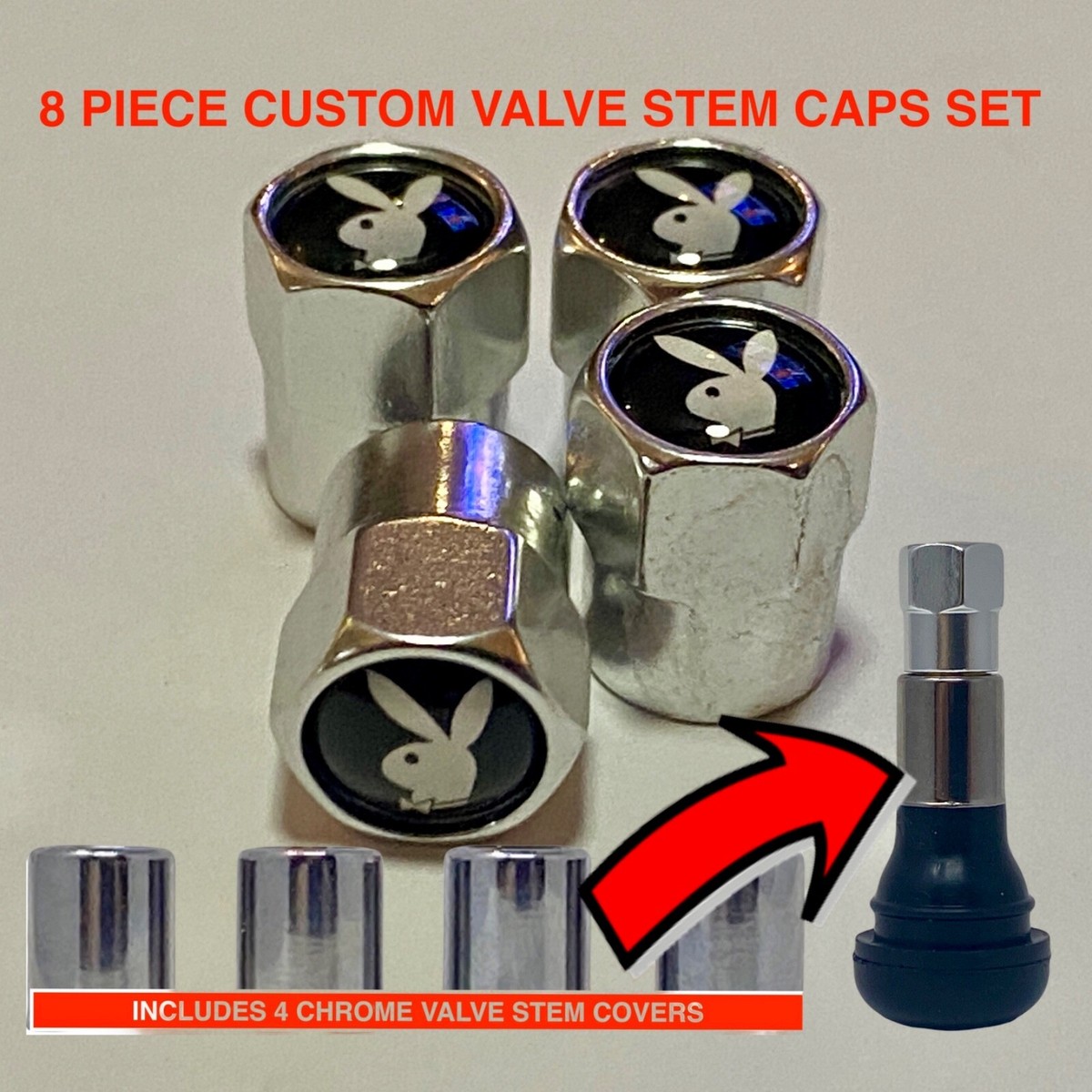 Play Boy Playboy Chrome Metal Tire Valve Stem Caps pimp 70's