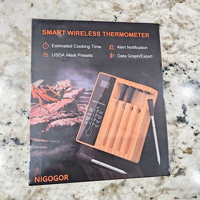 Wireless Grilling Thermometer, 4 Prob, iOS & Android App Controlled