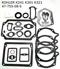 47-755-08-S COMPLETE GASKET SET WITH CRANK SEALS FITS KOHLER K241 K301 K321