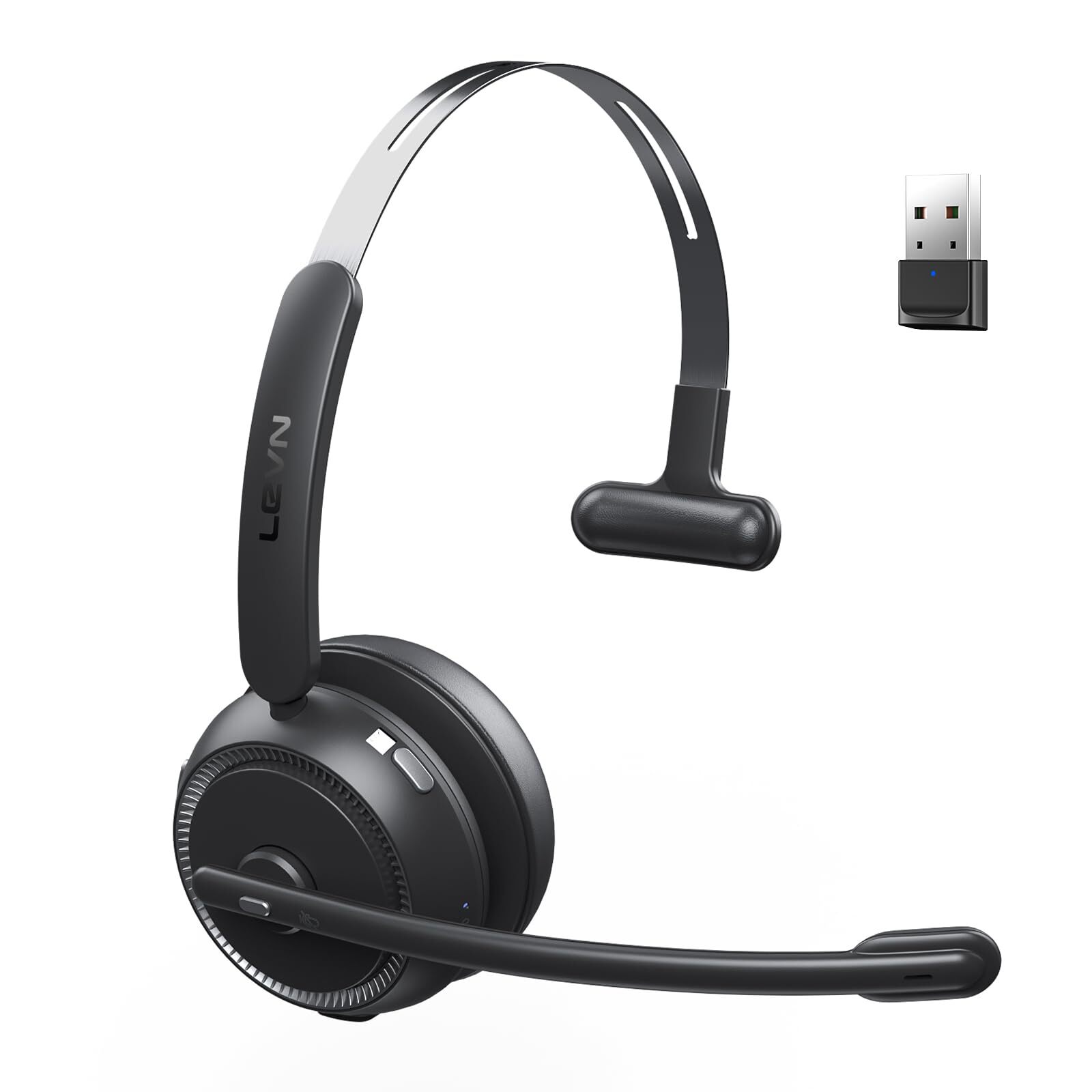 Wireless Bluetooth Headset with AI Noise Cancelling Mic for Work Calls