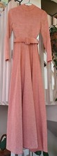 Vintage 70s Boho Salmon Maxi Dress With Belt