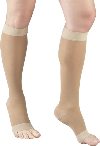 Sheer Compression Stockings, 15-20 Mmhg, Women'S Knee High Length, Open Toe, 20 - Picture 3 of 12