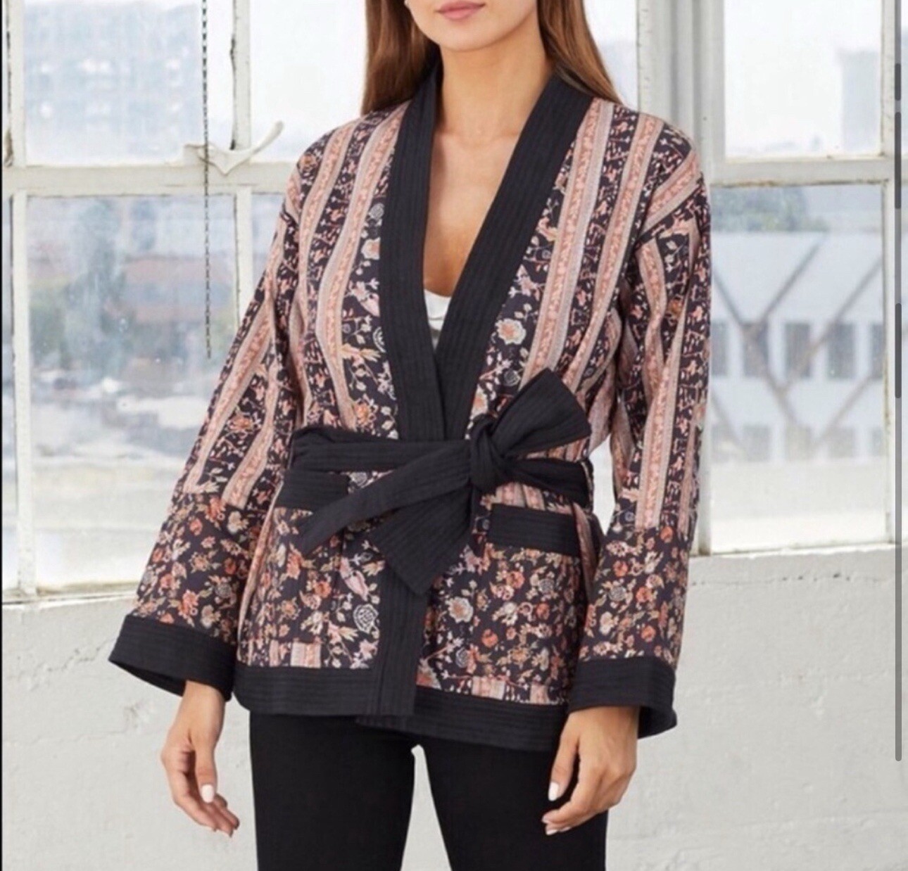 Cleobella Reversible Patchwork Mixed Print Kimono… - image 3