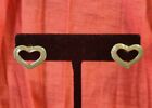 Small Gold Tone Rim slight Lime Green Heart Hoop Hole Stud Post Earrings Jewelry