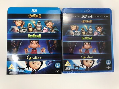 Laika Blu-ray 3D Collection Boxtrolls, Paranorman, Coraline - New w/ Slipcover