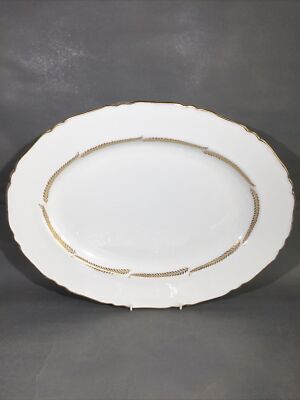 Royal Worcester Bone China Golden Bracken ovale Fleischschale / Servierplatte