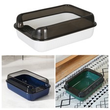 12L Open Cat Litter Tray High Sided Deep Pan Toilet Box Loo CatCentre with Scoop