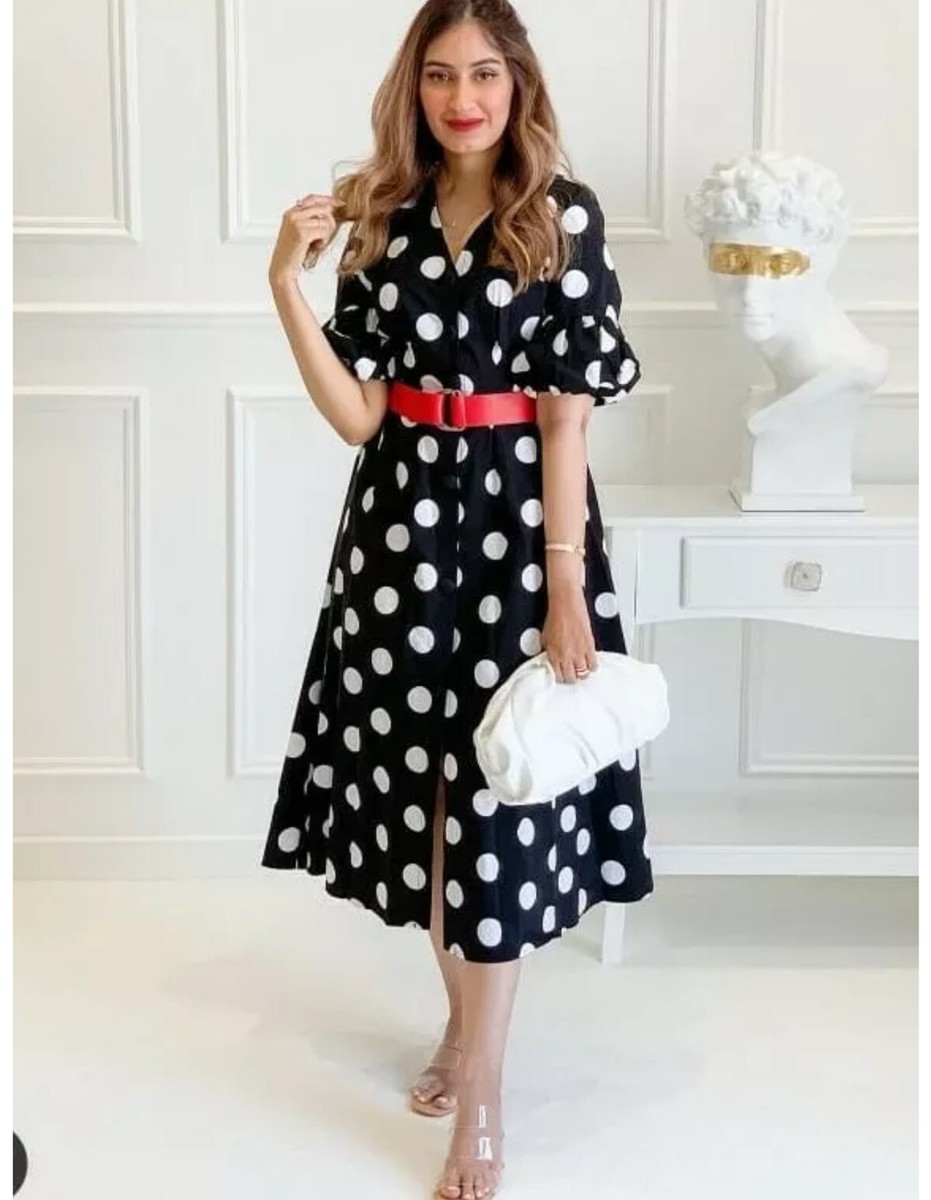 ZARA POLKA DOT DRESS WITH BELT SIZE XS RRP