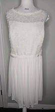 NWT $119 David's Bridal Short Cap Sleeve Dress 26 Ivory Lace Bodice Back Zip