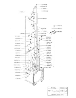 Bronica SQ-A Camera Body Film Back SQ Assembly Charts, Parts List for  Repair