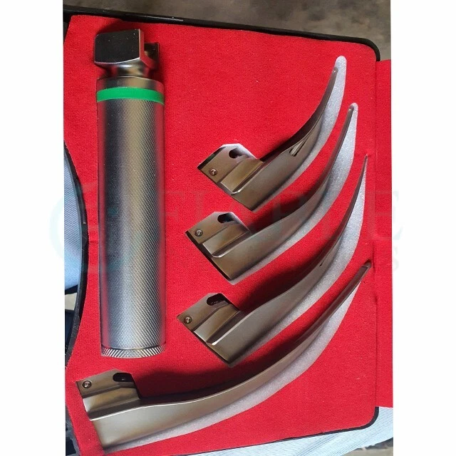 Laringoscopio de fibra óptica 5 hojas Macintosh otorrinolaringólogo conjunto de alta calidad Foto 2 de 4