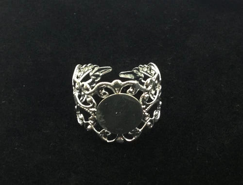 20PCS Silver Plated Adjustable Filigree Ring Blanks 18mm #22807