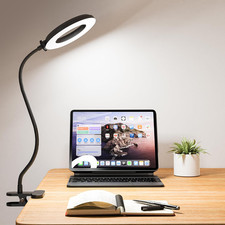 LED Desk Lamp with Clamp, Eye-Caring Reading Light with 3 Color Modes 10 Brightn