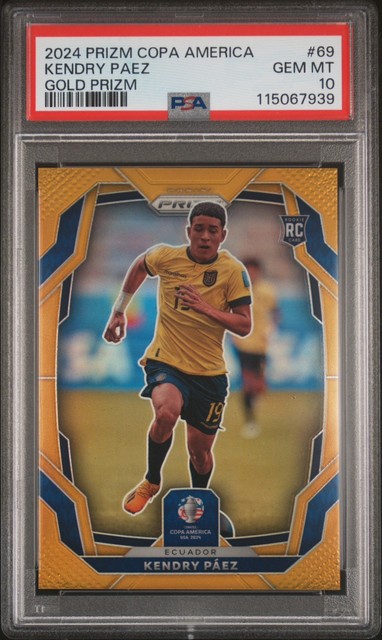 Kendry Paez Gold /10 SSP PSA 10 Panini Prizm Copa America 2024 Rookie RC