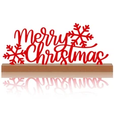 13.78 Inch Merry Christmas Table Sign Xmas Metal Letter Decor Christmas Frees...