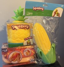 SUNNY DAYS Squeeezy Brand Jumbo Squishy Lot Hot Dog Pineapple Corn Lot New