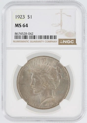 1923 NGC MS64 S$1 Philadelphia Mint Peace Silver Dollar No Reserve