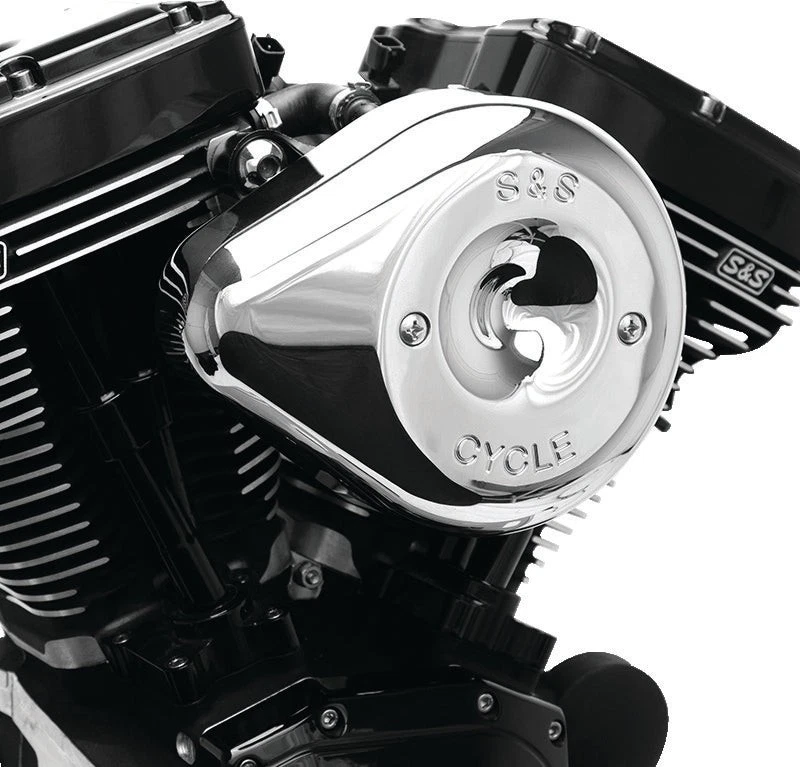 Kit de purificador de aire sigiloso para modelos M8 S&S Cycle para modelos 2017+ con cubierta de lágrima cromada Foto 2 de 2