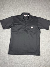 Ben Davis Shirt Mens Medium Black Zip Short Sleeve Mechanic Garage Vintage USA