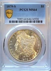 1879-S   PCGS MS-64  Gold Shield Brilliant close to PL Morgan Silver Dollar #443