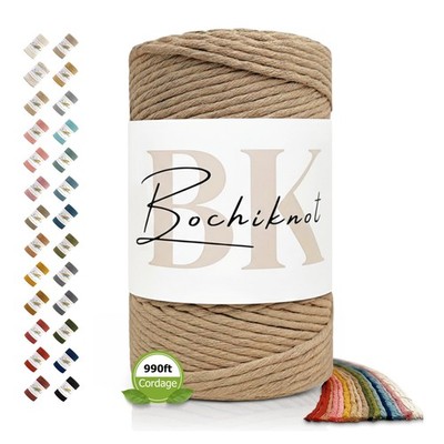 BOCHIKNOT Macrame Cord 3mm 330yds Cotton Colored Buttermilk Wall Hangings Plant 