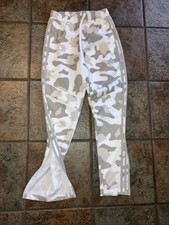 New-XS Adidas Joggers Women White Camo Track Bottoms AOP Tiro- Zip Legs Pockets