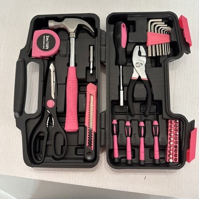 Pink Tool Kit for Women, Small Tool Set, Toolbox Great for Home, Garage, Office