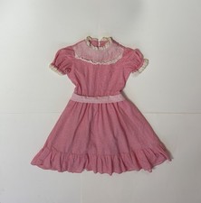 Vintage Handmade Dress Prairie Style Girls Pink Floral Party Holiday Summer