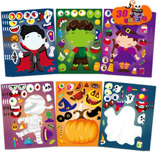 30Pcs Halloween Stickers Party Favors for Kids Toddlers , Make a Face Zombie Wit