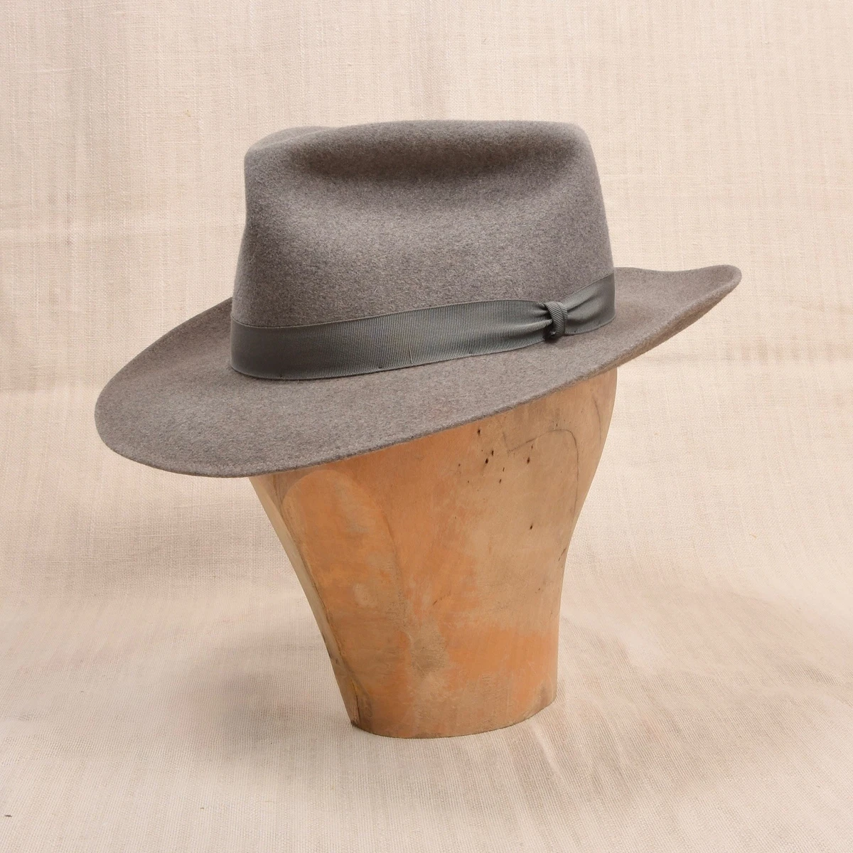 Sombrero Fedora BORSALINO Vintage Gris Qualità Extra Superiore Alessandria